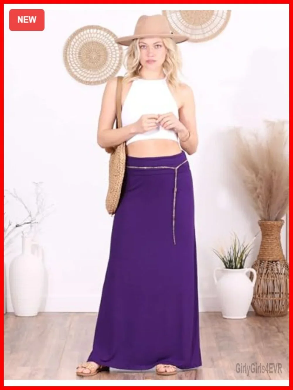Womens Long Maxi Skirt Flowy A-Line High Rise Stretch Made in USA